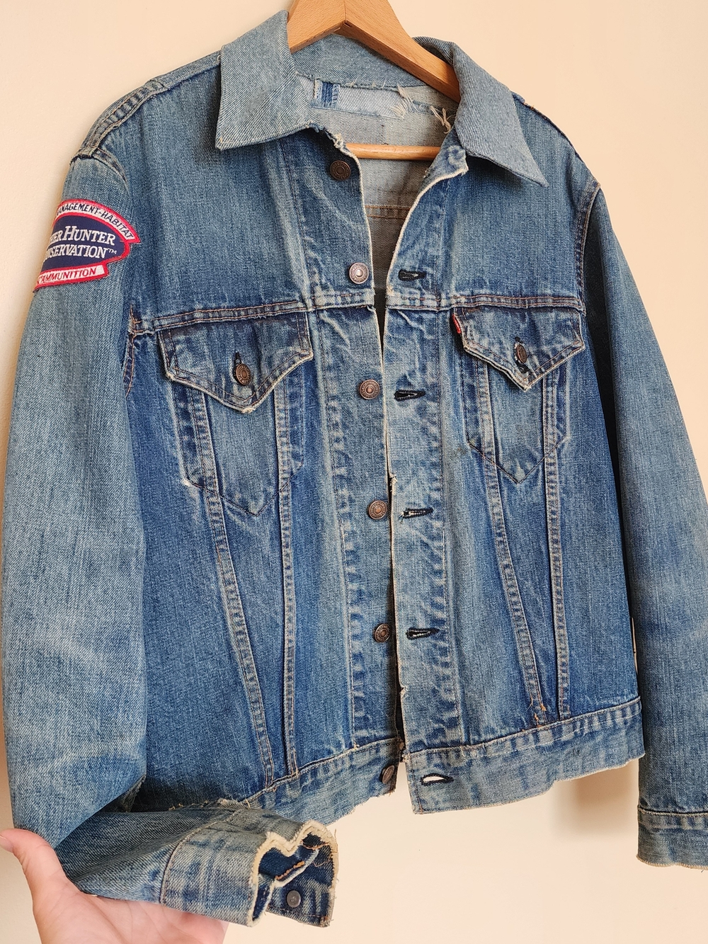 Vtg 60s Levi’s 557 Type 3 Big E Denim Trucker Jacket Button Stamp Mens Size 42